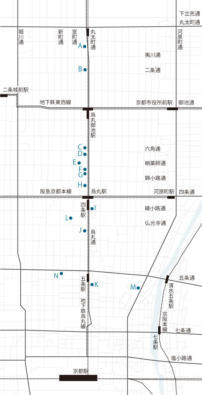 地図：京都のビル一覧